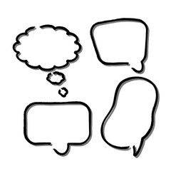 Outline speech bubble. Abstract Vector sketch hand drawn scribble Speech Bubbles Set. Black bubble isolated background.