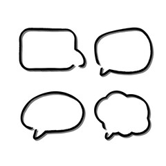 Outline speech bubble. Abstract Vector sketch hand drawn scribble Speech Bubbles Set. Black bubble isolated background.