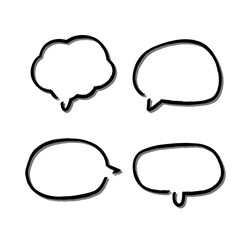 Outline speech bubble. Abstract Vector sketch hand drawn scribble Speech Bubbles Set. Black bubble isolated background.