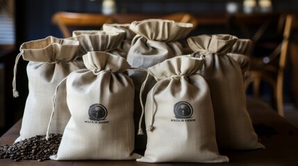 Many jute bags filled with fresh coffee beans, ready for dispatch to satisfied buyers