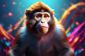 a monkey with an abstract background theme
