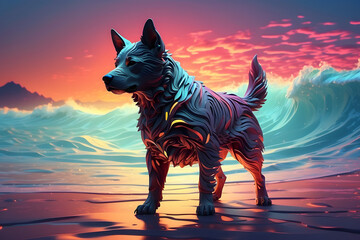 a dog with an abstract theme