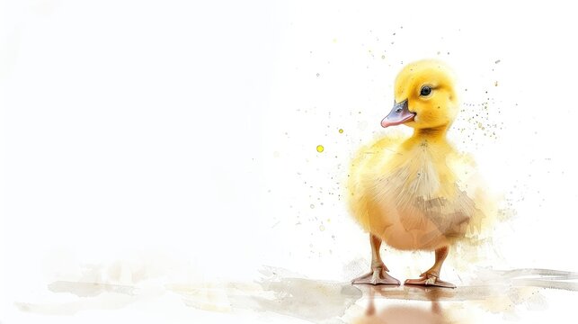 watercolor baby duck clipart  isolated on white background 