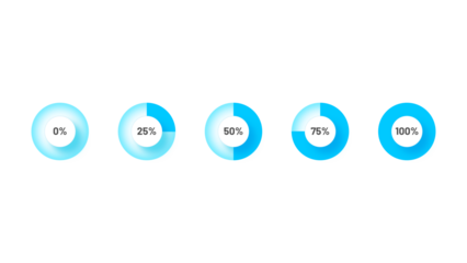 Blue set of circle percentage diagrams for infographics design elements