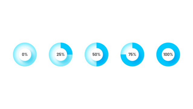 Blue set of circle percentage diagrams for infographics design elements
