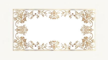 Rectangle subtle gold frame for web presentation, horizontal border in oriental style