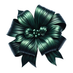 Green silky beautiful bow isolated.