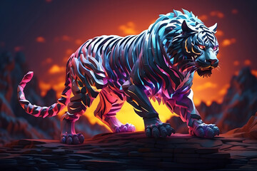 a tiger with an abstract theme
