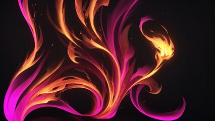 Fototapeta premium Abstract Pink and golden 3d flame of fire on Dark background