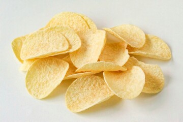 potato chips on white background