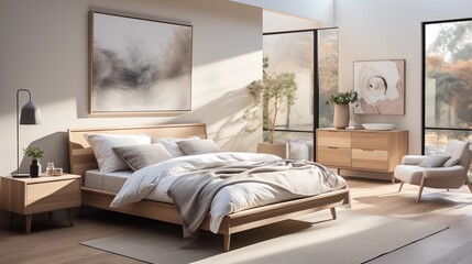 Fototapeta na wymiar Scandinavian-Inspired Bedroom