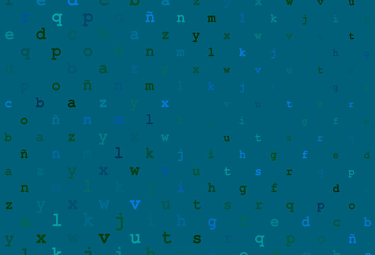 Dark blue, green vector layout with latin alphabet.