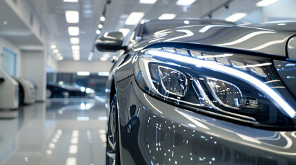 close up of car headlight car servis repairing luxury