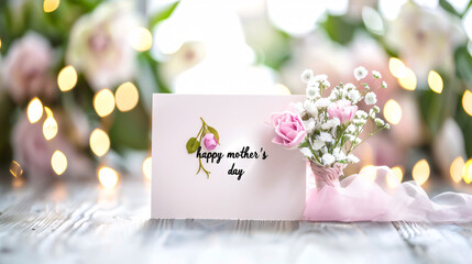 thank you card with pink flowers happy mothers day