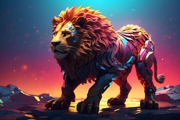 a lion with an abstract theme