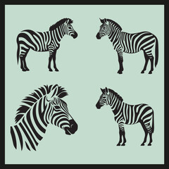 Fototapeta na wymiar zebras and zebra, Zebra Stripes black Silhouette vector
