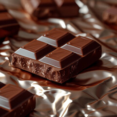 Dark chocolate close up, sweet food background. Generative AI