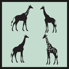 giraffe silhouette vector, Giraffe black Silhouette vector