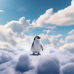 Obraz premium penguin on a sky background