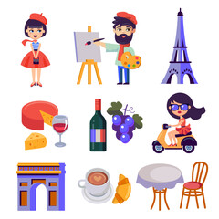 set of Paris vector icons and symbols - 745144329