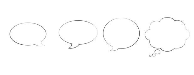 Speech bubbles stroke outline - basic shapes - vector illustration