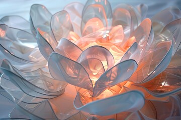 Ribbons of shimmering energy coalesce into a breathtaking structure, evoking the organic beauty of a blossoming flower frozen in time.
