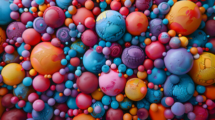 Fototapeta na wymiar A captivating photograph featuring an array of vibrant color balls arranged in an abstract art.