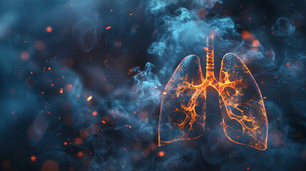Unhealthy lungs due to smoking inhalation and environmental pollution, generative ai
