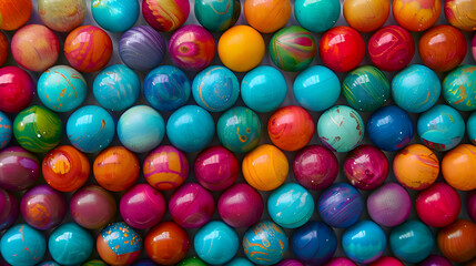 Fototapeta na wymiar A captivating photograph featuring an array of vibrant color balls arranged..