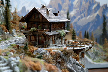 chalet, alps, house, model