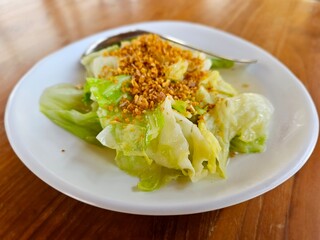 Cabbage stir fried with fish sauce