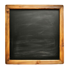 Blank blackboard with wooden frame isolated on white or transparent background