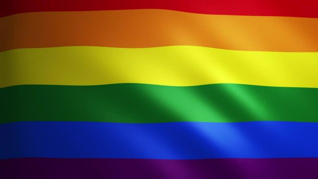 LGBT Pride flag with fabric texture that moves in the wind. Smooth movement of the waving flag in a perfect loop. Sexual diversity and gender identity, multicolored, rainbow. 4k 60 fps animation.