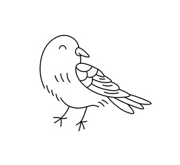 Vector isolated one single little cute bird  colorless black and white contour line easy drawing