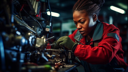African american woman working as a car mechanic, diversity concept, portrait