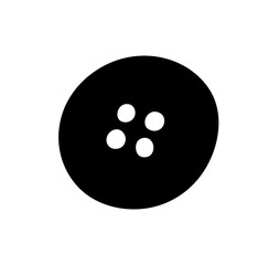 Vector isolated one single round button with four holes colorless black and white outline silhouette shadow shape stencil solid black