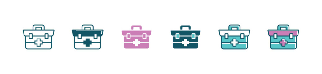 first aid kit icon set medical case health care vector illustration