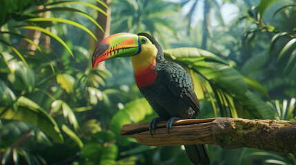 Fototapeta premium Toucan in the jungle. 