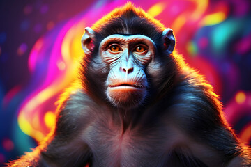 a monkey with an abstract background theme