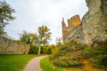 Fototapeta na wymiar Old castle ruins Kastelburg near Waldkirch in the Black Forest.