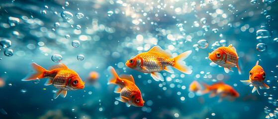 goldfishes swimming in the water