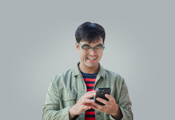 man using cell phone hand holding mobile texting message contact us.chatting,search internet information.technology device communication connecting