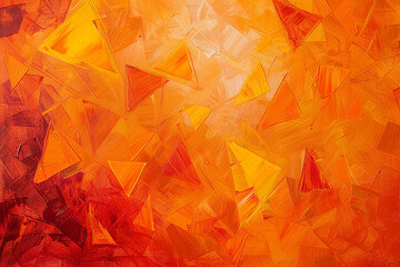 Abstract triangle background acrylic painting in orange, Generative AI - 745149739