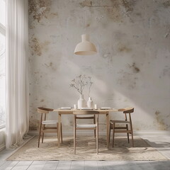 Modern bright dining room with empty walls