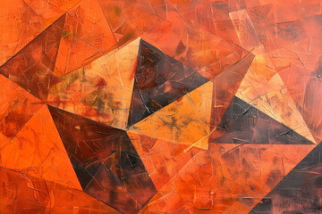 Abstract triangle background acrylic painting in orange, Generative AI - 745150508