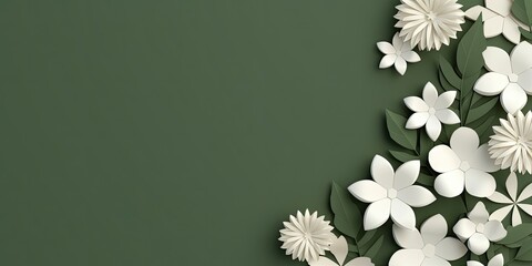 In full bloom: a border of white flowers against a spring-themed background, providing a fresh canvas for your message
