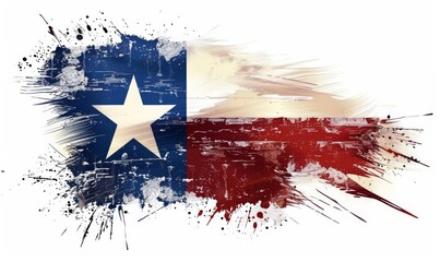 Abstract watercolor grunge flag of the state of Texas. The Lone Star Flag. Modern watercolored style. Template for your designs.