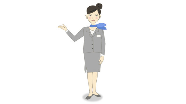 受付対応をする女性（Adobe Character Animatorで動きます）