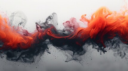 Red and black pure smoke background white high quality wallpaper - obrazy, fototapety, plakaty