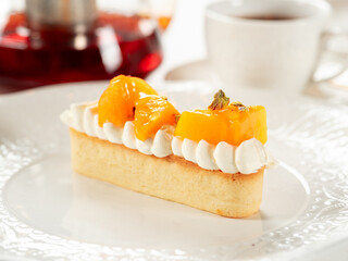 Delicious soft and creamy tart with fresh sweet persimmons